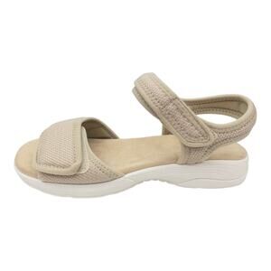 Easy Spirit Womens Teline Adjustable Strap Flat Sandals Tan White size 10